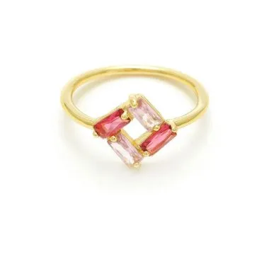 簡單的彩色鋯石銀戒指